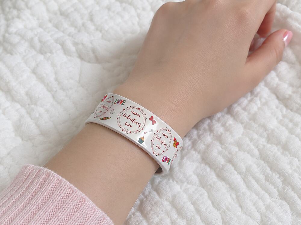 Slap Band Slap Bracelet Vinyl Coated Happy Valentine's Day